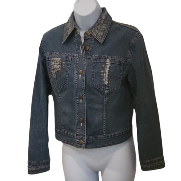 VERA Wang Cropped Jean Jacket - Picture 1 of 6